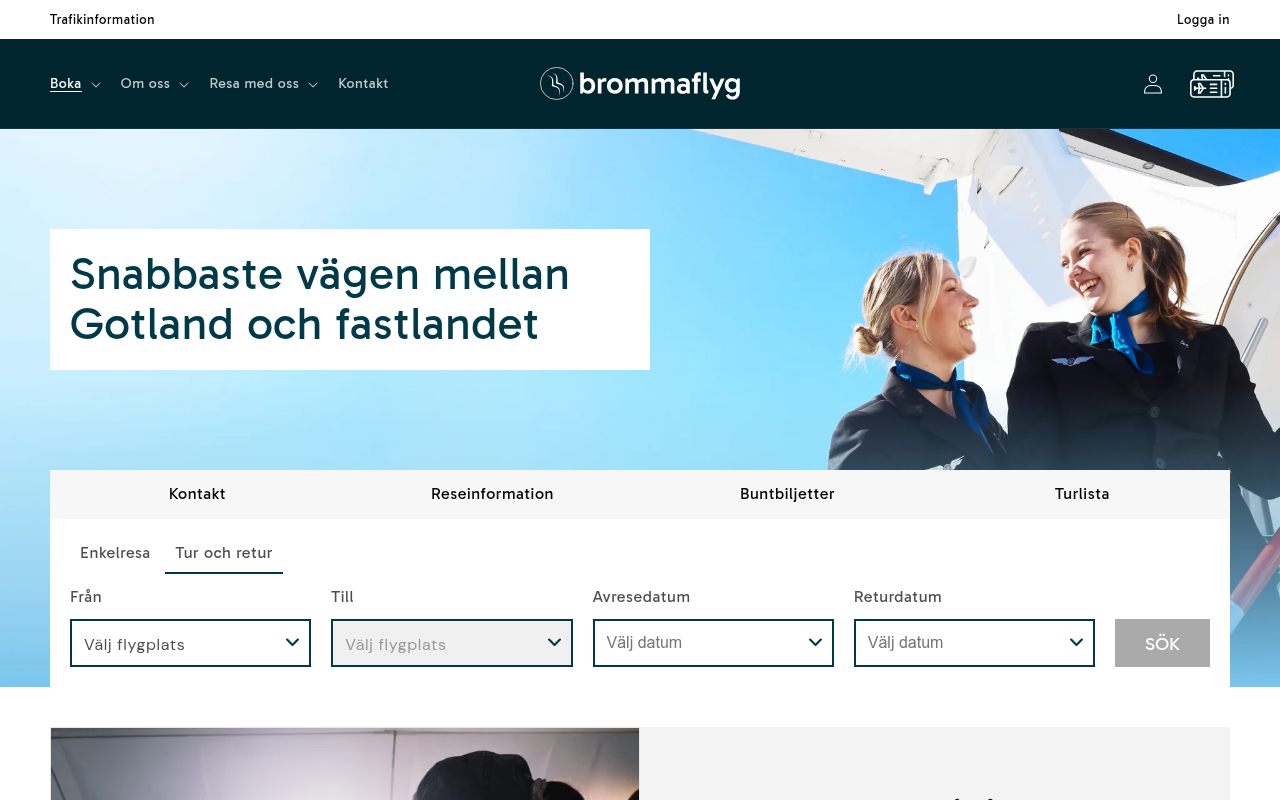 Skärmdump av Brommaflyg